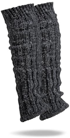 FEINSCHÖN Stulpen mit Alpaka-Wolle – kuschelige Beinwärmer/Legwarmers, Rippstrick, Grobstrick, Wollstulpen – weich, warm & atmungsaktiv (Anthrazit, One size)