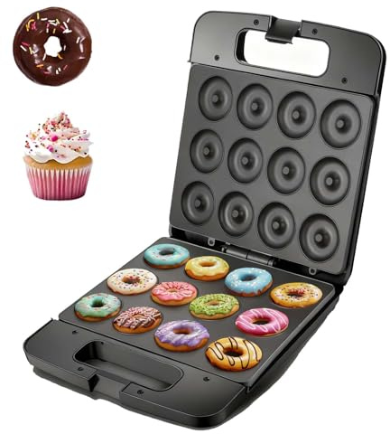 ZHJOPP Electric Donut Maker, Fast Baking, Double-sided Non-stick Coating, 12-cavity Donut Maker, Suitable for Breakfast, Snacks, Parties