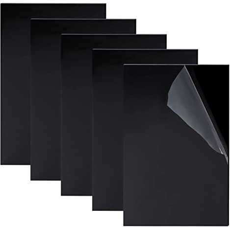 Acrylglasplatten Farbig, Packung mit 5 schwarzen, quadratischen Acrylplatten, 2 mm dick, verschiedene Größen(150 * 200 * 2mm)