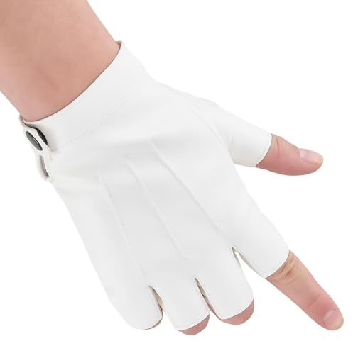 CALFOVERA 1 Pair PU Leather Half Finger Gloves Fingerless Driving Punk Men Mittens Steampunk Gothic Retro Leather Palm Motorcycle Hand Gloves for Women Men Performance Costume Cosplay Bike