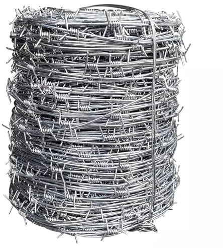Alambre de púas galvanizado de 60 m, valla duradera para jardines, pastos, balcones y proyectos de bricolaje, ideal para recintos seguros y palos de bate de béisbol