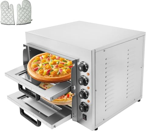 Forno elettrico per pizza a doppio bastone commerciale, 3000 W, 2 x 20 l, in acciaio inox, con timer e illuminazione, per ristorante, panetteria, casa