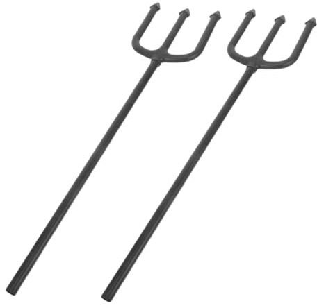 CALLARON 2pcs Black Demon Fork Halloween Cosplay Pitch Fork Plastic Devil Costume Accessories Party Prop for Adults and Stage Performance