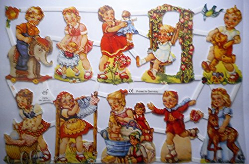 Glanzbilder Kinder spielen Elefant Teddy EF 7035 Oblate Posiebilder Scrapbook Deko GWI 422