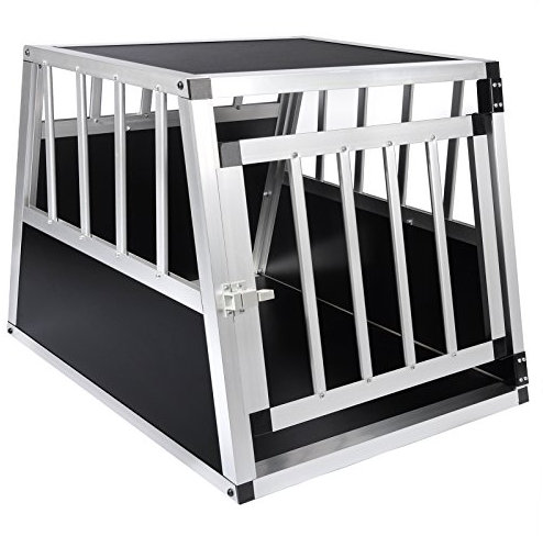 EUGAD Hundetransportbox Aluminium, Hundebox Auto Hundebox für Zuhause, Kofferraum Transportbox für kleine/mittlere Hunde Katzen 54x69x51cm mit Sicherheitsverschluss, Leicht und Stabil