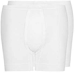 Huber Herren Duo Line 2: 2 Rippe Pant kurz mit Eingriff 2er Pack Hipster, 2per Pack Weiß (Weiss 0500), XX-Large (Herstellergröße: XXL)