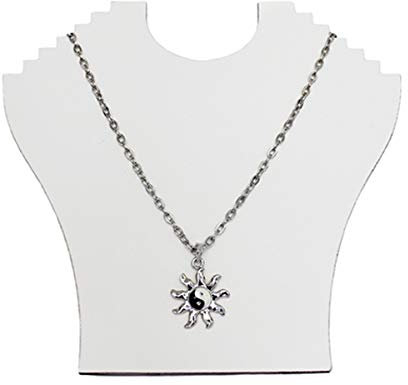 Yudu Kettenhalter Schmuckdisplay Schmuckbüste Schmuckhalter Schmuckständer zusammenklappar (Kunstleder Weiss)