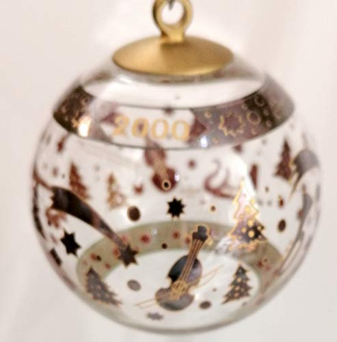 Oberstdorfer Glashütte Antike Rosenthal Glaskugel Christbaumschmuck antiker Stil Weihnachtskugel Motiv 2000 Ornament mundgeblasen mit original Karton Durchmesser 8 cm