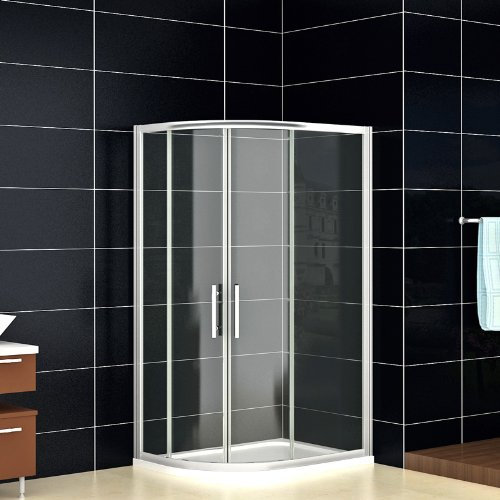 Acezanble 1200x900x1850mm Left Quadrant Shower Enclosure Cubicle Sliding Door 6mm Easy Clean Glass with Tray + Free Waste