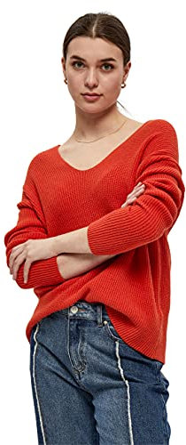 Desires Dita V-Neck, Jersey con cuello de pico para Mujer, Rojo (6760 RED CLAY), S
