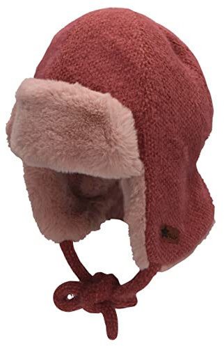 Sterntaler Baby Mädchen Mütze Baby Fliegermütze uni Mütze - Mütze Baby, Kappe Kinder - mit Ohrenklappen und Bindeband - brombeer, 49