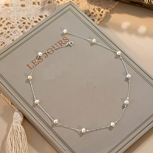Collar De Plata De Ley 925 con Perlas Naturales De Agua Dulce, Joyería para Mujer, Regalo De Boda