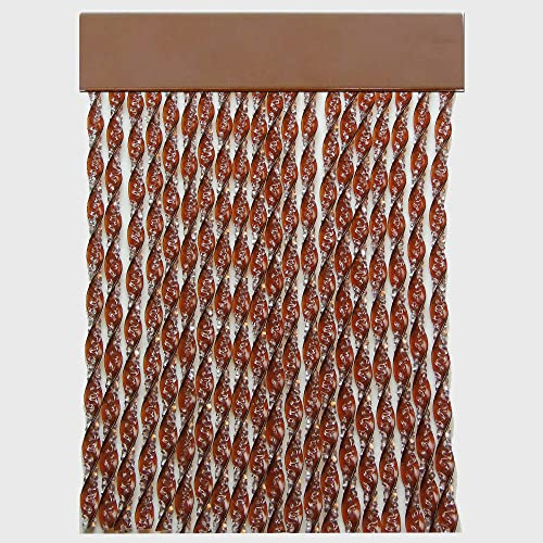 Tenda esterna con cordino per porte anti-insetti | PERTONI TENDE (marrone, larghezza 120 x 230 lunghezza)
