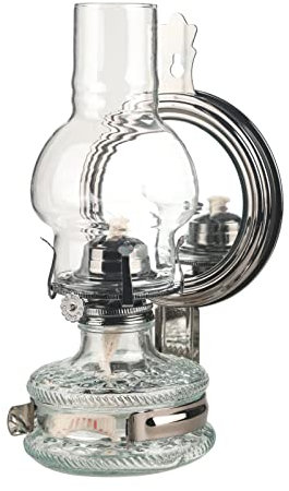 amanigo Wandmontierte Öllampe - 10,24 Zoll Petroleumlampe Vintage Öl-Paraffin-Laterne mit Glaskamin Wandleuchte for den Innenbereich (Color : Silver)