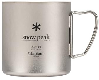 Snow Peak Titanium Dubbelväggig 450ml Mugg, Grå, Lätt och hållbar isolerad mugg för hemmet, camping och utomhusbruk