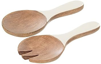 J-Line Couverts A Salade Kos Bois Brun/Blanc