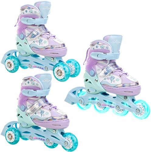 RAVEN 3in1 Inline Skates Triskates Rollschuhe Inliner für Kinder Mädchen verstellbar (Isla Violet, 30-33 (18,5cm-20,5cm))