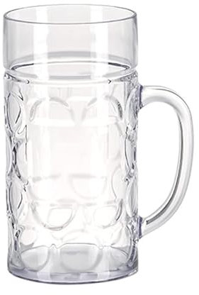 NURCIX Kunststoff-Bierkrug mit Griff, unzerbrechliche Trinkgläser, bruchsicher, Wassergläser für drinnen und draußen, spülmaschinenfest, Bierkrug