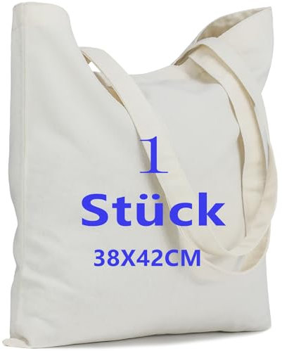 Segeltuchtaschen können bemalt werden Jutetasche bemalbar Einkaufstasche faltbar-38x42cm Einfache und praktische Stofftasche, leicht zu tragen.Erhältlich in Beige und Schwarz. (5, Beige) (1, Beige)