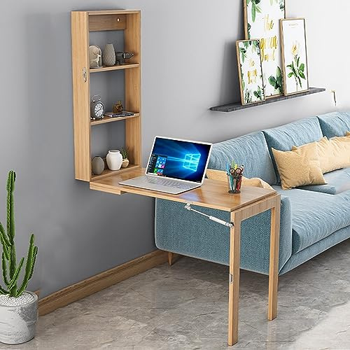 Klappbarer, an der Wand montierter Schreibtisch, an der Wand montierter Schreibtisch, ausklappbarer, umwandelbarer schwebender Tisch mit Stauraum, geeignet für Zuhause, Restaurant oder Büro