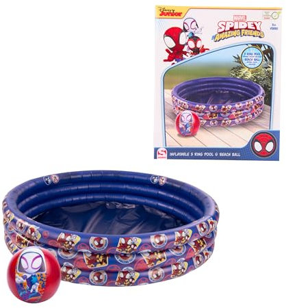 Marvel Spidey Pool, Inflatable Pool, Children's Pool, Spider-Man Garden Pool, Multicoloured Round Pool, 100 cm