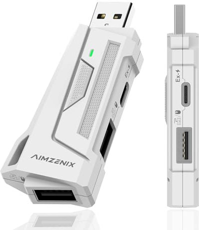 Megadream AX200 PC Gaming Tastiera e Mouse Adattatore per PC, App Personalizzazione con Funzione Smart Joystick, 1000Hz Reporting Rate, Boot-Free, Flex Mapping, Gaming Tastiera Mouse Convertitore per