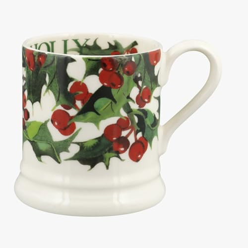Emma Bridgewater 1/2 Pint, Ceramic Coffee Mug Large Stoneware, Cappuccino, Latte, Coffee, Tea Cup, Beautiful Mugs, Birthday Gift - Coffee Mug, Ceramic, Holly
