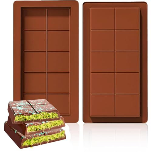 Chocolate Silicone Mould, 2 Pieces Deep Chocolate Bar Mould, Extra Deep Chocolate Mould for Chocolate Praline Candy