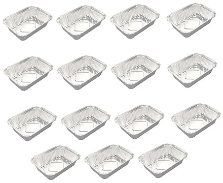 OFFSCH 15 Stück Quadratische Einweg Tropfschalen aus Aluminiumfolie 1100 Ml für Grillzubehör mit Großer Kapazität und Einfachem Reinigen für Picknick und Camping