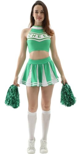 Sobzia Cheerleader Outfit Damen,Kostüm Cheerleader Mädchen,Adventskalender Mann,Karnevalskostüme Damen,Karn