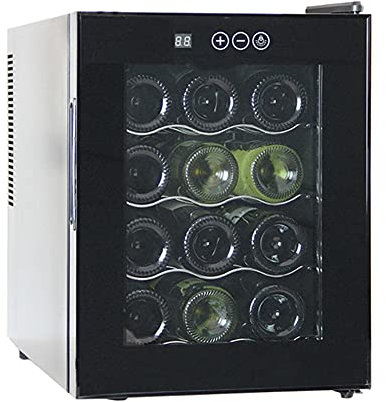 IUBGFTO Refrigerador de Vino Doméstico Pequeño, 33L/12 Botellas, 12-18 ℃, Iluminación LED, Protección UV, Independiente, Encimera, Bajo Ruido, Bajo Consumo de Energía, con Cerradura, Pantalla Táctil