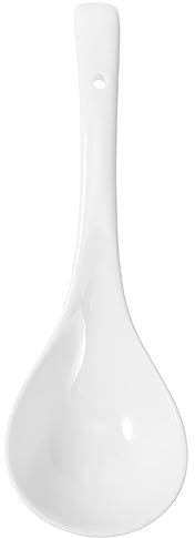 Cabilock Cuchara Cerámica Grande Multiusos Para Sopa y Arroz Con Mango Resistente Al Calor Práctica Para Hogar y Restaurante Blanca