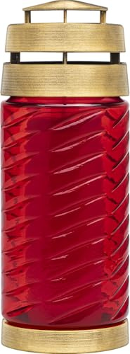 Grablicht Sensucht Brenndauer bis zu 50 Stunden - Elegantes Glas Grabkerze Wetterfest- Für Paraffin- & Öleinsätze - Grableuchte - Gedenkkerze - Hochwertiges Grablicht (Rot)