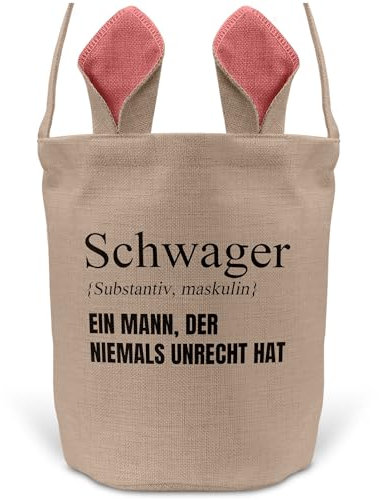 22Feels Ostern Geschenk Schwager Osterkorb mit Henkel Tragetasche Deko Osternest Körbchen Hasenohren (Beige/Pink)