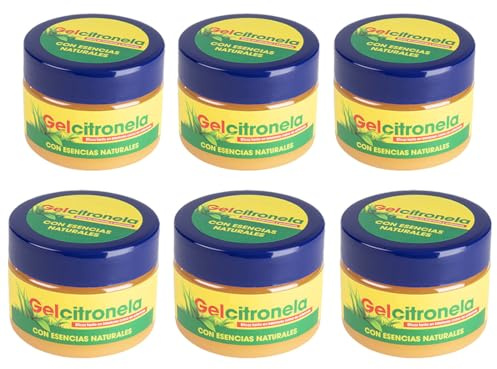 Gel Repelente de Mosquitos con Citronela - Repelente Natural contra Insectos, Aroma Refrescante, Envase Lata PACK 6
