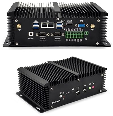 PeeliCeeli Mini PC Industrial Fanless, Core i7 7500U Mini Computer, 2X RS232/RS422/485 COM, 2X LAN, 8X USB, SIM Card Slot, GPIO, WiFi, HD/VGA Daul Display, Barebone NO RAM NO SSD