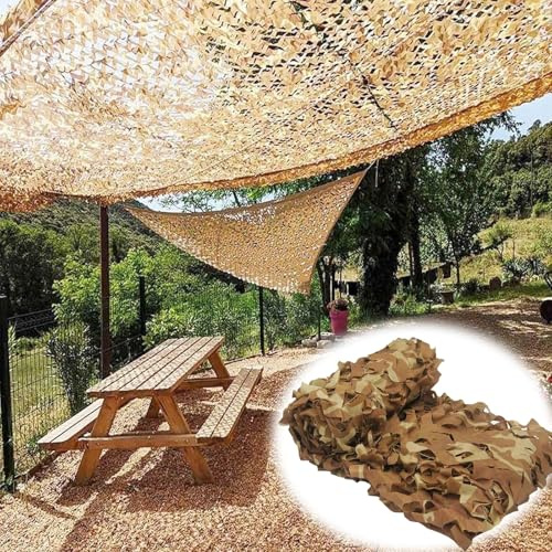 Filet de Camouflage Désert 210D, 4x7m Toile d'Ombrage Résistant UV, pour Jardin, Chasse, Militaire, Camouflage Sable