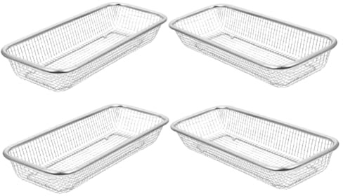 SHINEOFI Lot de 4 Paniers Inoxydables pour Lave-vaisselle Petit Panier à Couverts en Maille de Rangement et Égouttoir pour Accessoires Cuisine Compatible Lave-vaisselle Finition Acier