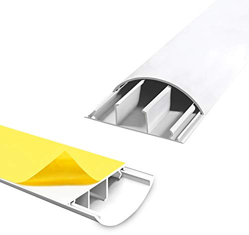 ARLI Kabelkanal Fussboden Kabelbrücke TV Wand 2X 1m halbrund selbstklebend 70 x 20 mm Weiss Boden Fußboden halbrund rund (2 Stück mit 1 m)