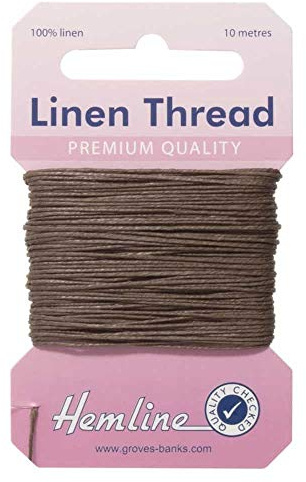 Hemline Strong Linen Thread for Sewing and Repair of Canvas, Upholstery, Saddlery and Heavy Fabrics - Colour Brown - 1 x 10m Card