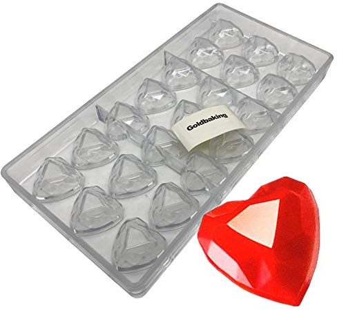 Goldbaking Diamond Heart Chocolate Mold Poly-carbonate Chocolate Mould Candy Tray