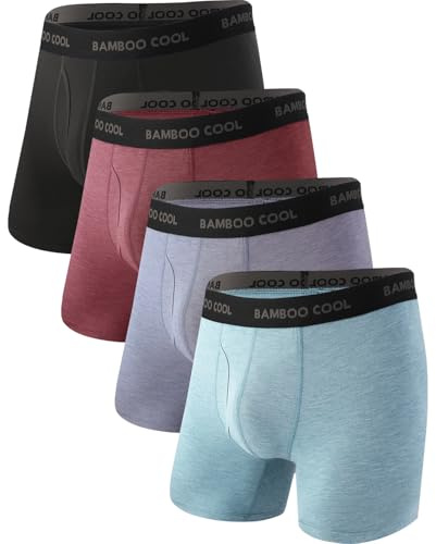 BAMBOO COOL Men's Ultra Breathable Underwear,No Riding Up Boxer Briefs with ComfortFlexible Waistband,Multipack