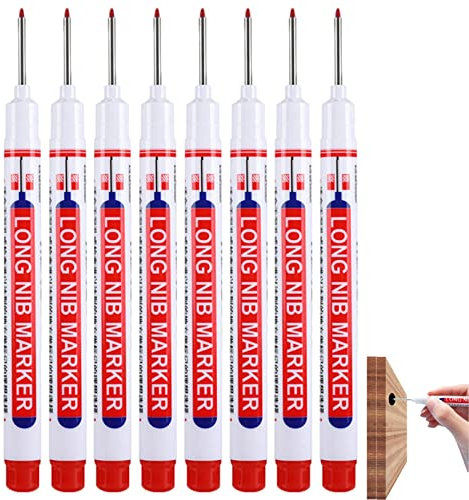 SHRIGM Pennarello a Punta Lunga,8 pennarelli a Foro Profondo - Strumento per tracciare Multifunzione con Punta obliqua e Punta a Proiettile per Architetto Falegname Falegname