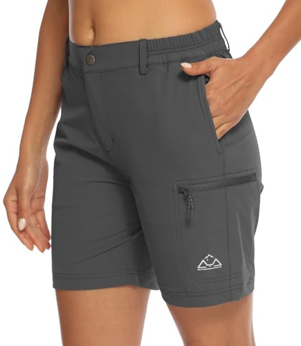 YSENTO Womens Walking Hiking Quick Dry Lightweight Stretch Golf Cargo Shorts Outdoor Shorts with Multi Zip Pockets