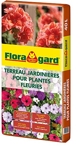 Floragard Terreau Jardinières UAB - pour la Plantation de géraniums et Autres Plantes de Balcon exigeantes en jardinières 40l