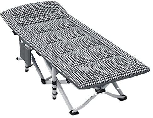 BUJOG Tragbares zusammenklappbares Campingbett, Campingbett mit Dicker Polsterung, tragbarer zusammenklappbarer Liegestuhl für den Außenbereich, Schlafbett, perfekt für Camping, Pool, Strand,D