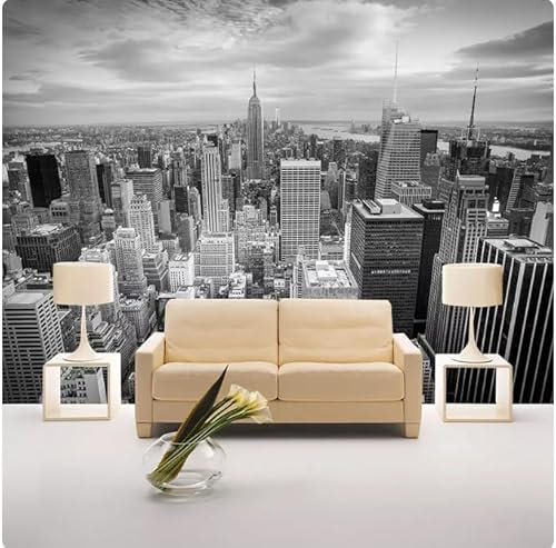 vsdhlsidgl 3D-Tapete, Schwarz-Weiß-Stadtlandschaft, Wandbild, 3D-Tapete, Wohnzimmer, TV, Sofa, Schlafzimmer, Wohnkultur, Wandtuch, 3D, 430 x 300 cm