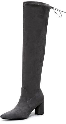 VenusCelia Women's Charlotte OverKnee Stretchy Boot (6 M US,Grey)