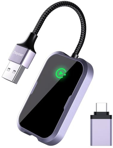 Adaptador Carplay Inalambrico, Dayear Wireless Carplay para iPhone, Converts Wired to Wireless carplay Adapter for Cars from 2017 & for iPhone iOS 10+, Mini Car Play Adapter for i-Phone (Plug & Play)