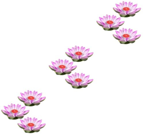 Romantic White Flower Scented Candles Set 9 Pcs Tea Lights with LED Lights for Swimming Pool Purple Ambiance